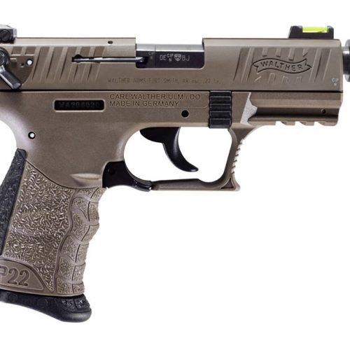 Walther P22Q 22 LR Rimfire Pistol with Flat Dark Earth Finish and Threaded Barrel